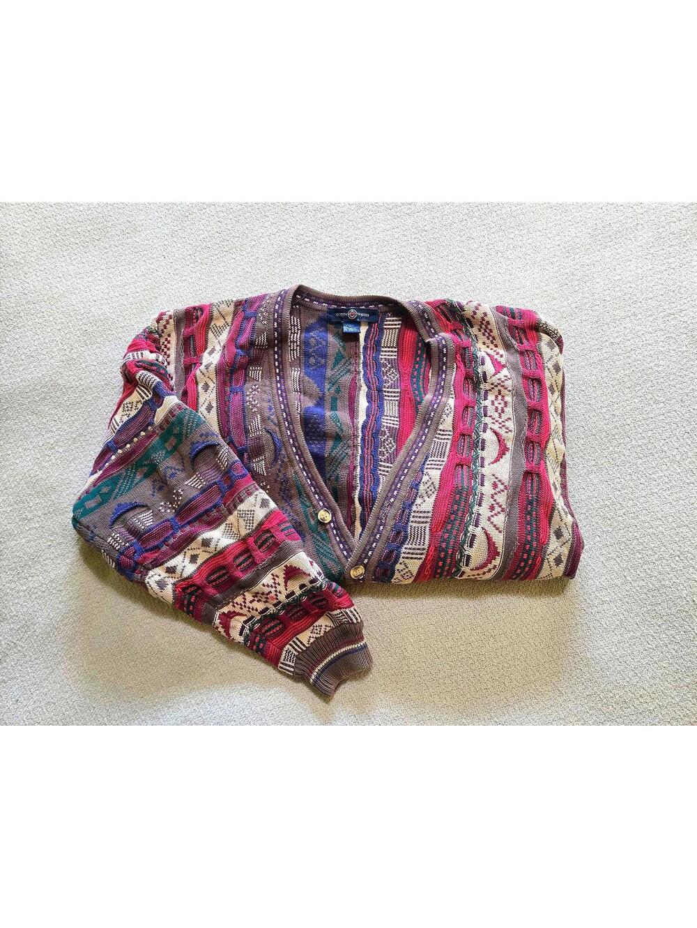 Cotton Traders Sweater XL | 3D knit Pattern Cardigan